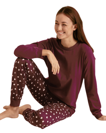 Calida 47456 English Red Lovely Nights Cotton Pajamas Set myselflingerie.com